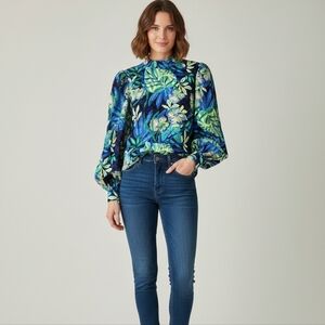Lilly Pulitzer Floral Long Sleeve Silk Blouse